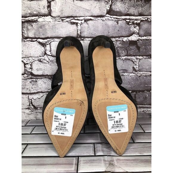 Vince Camuto Nigel Charcoal Gray Suede Elastic Pointed Toe Heels Women 9M US/39 - Picture 13 of 16
